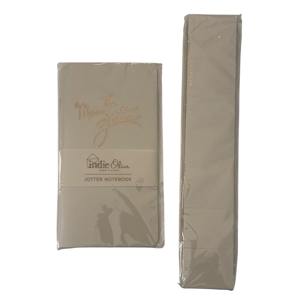 Indie Olive Mommy Jotter Notebook & Weekly Planner Set‎ Beige Gold Foil Journal